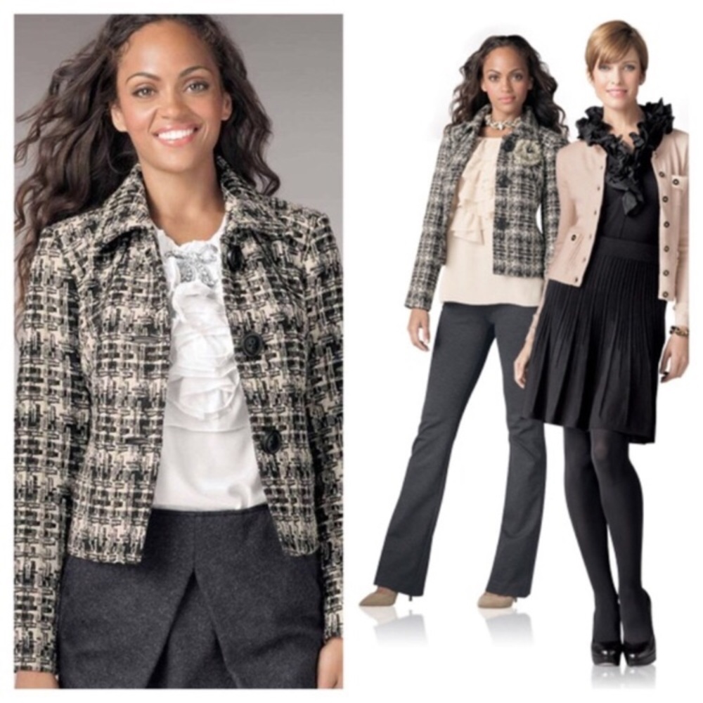 Cabi tweed blazer jacket with pockets style #630